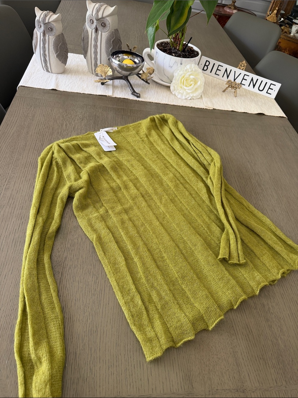 Kusikusi Alpaca Soft Ribbed Long-Sleeve Top - Olive Green